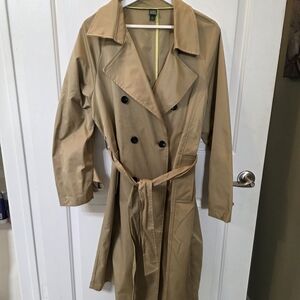 Wild Fable Beige Double-Breasted Trench Coat